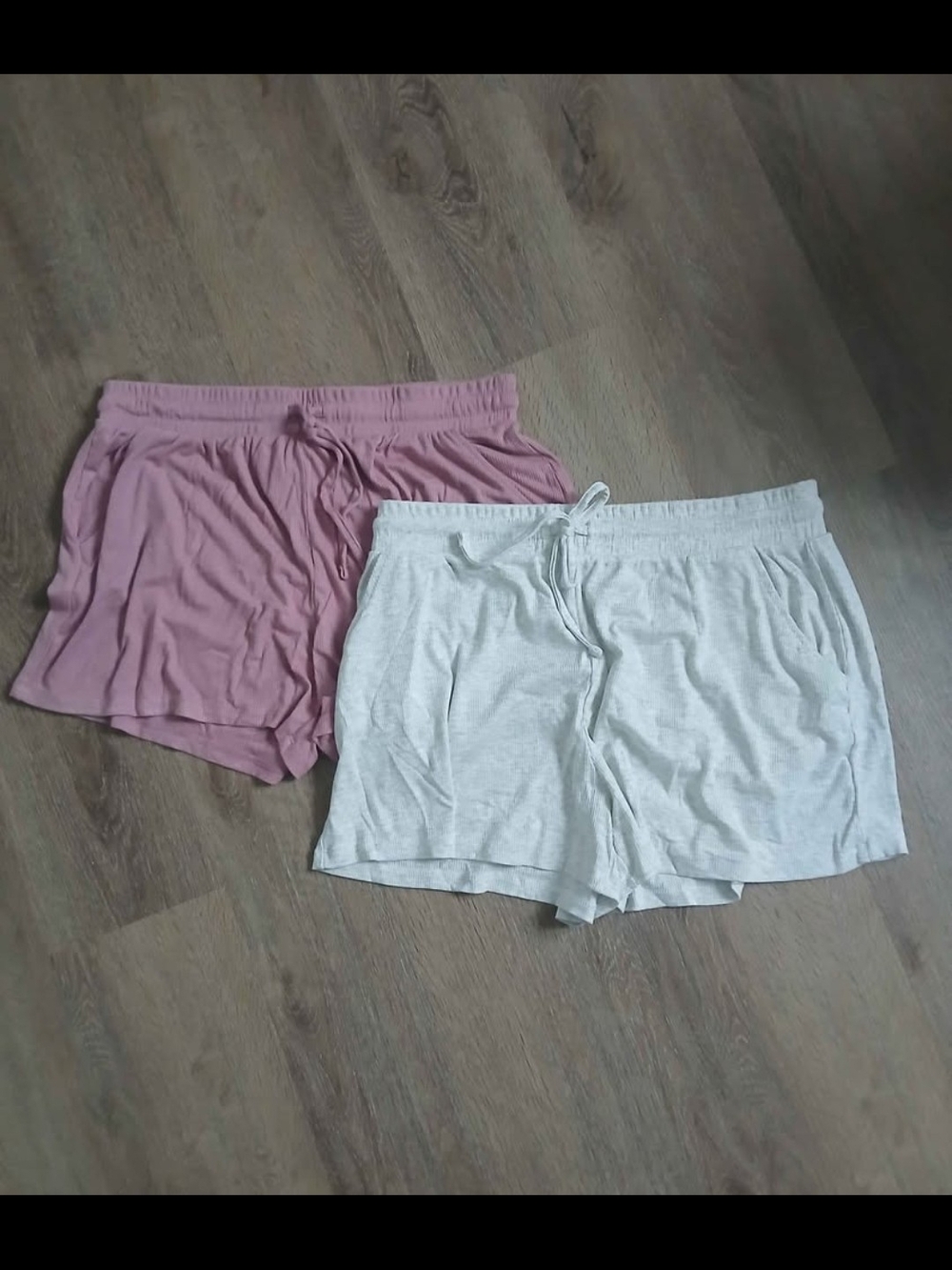 Casual Drawstring Lounge Shorts - Pink & Light Gray